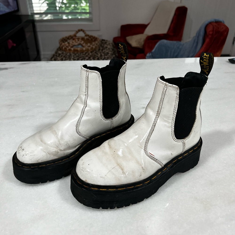 White Doc Marten Platform Chelsea Boots